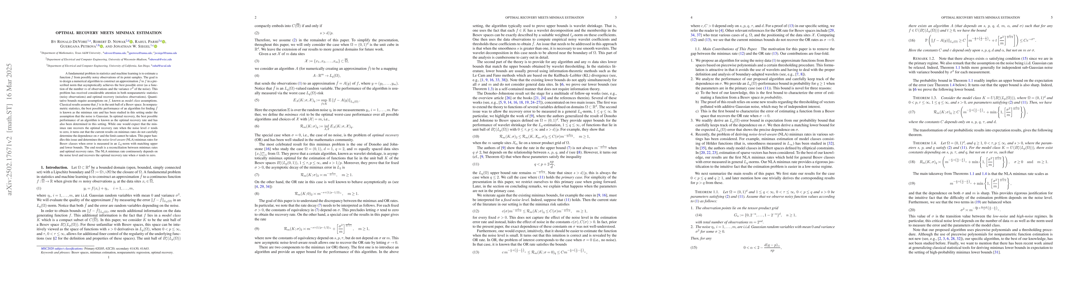 Thumbnail for Optimal Recovery Meets Minimax Estimation