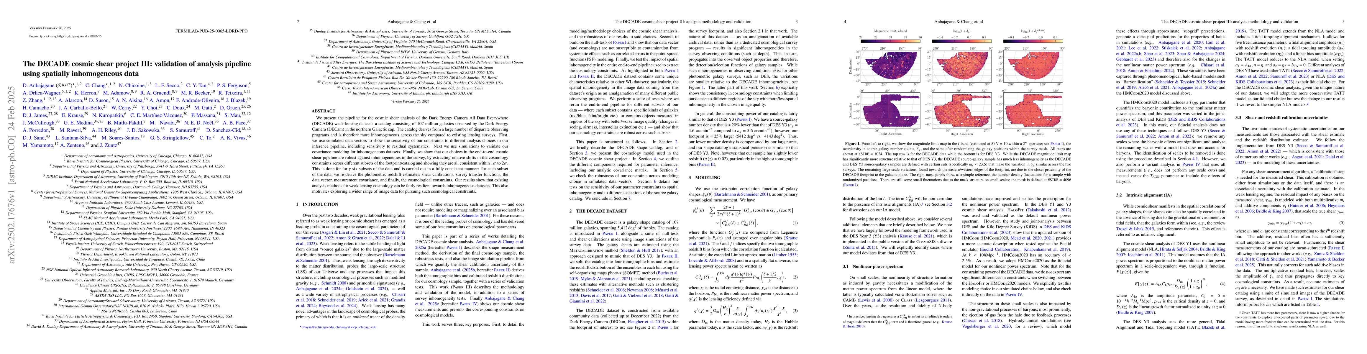 Thumbnail for The DECADE cosmic shear project III: validation of analysis pipeline
  using spatially inhomogeneous data