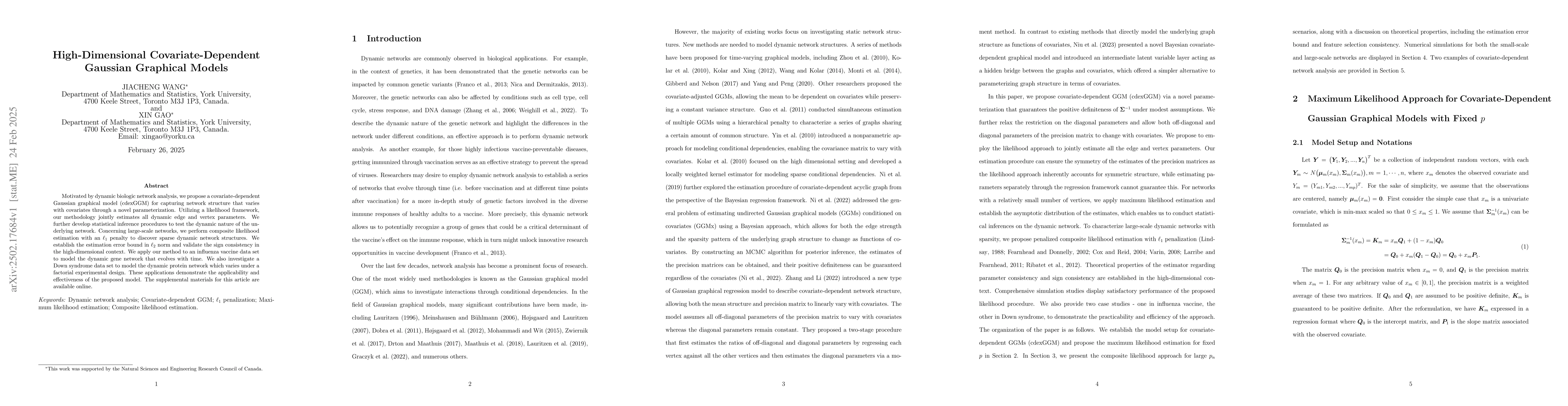 Thumbnail for High-Dimensional Covariate-Dependent Gaussian Graphical Models