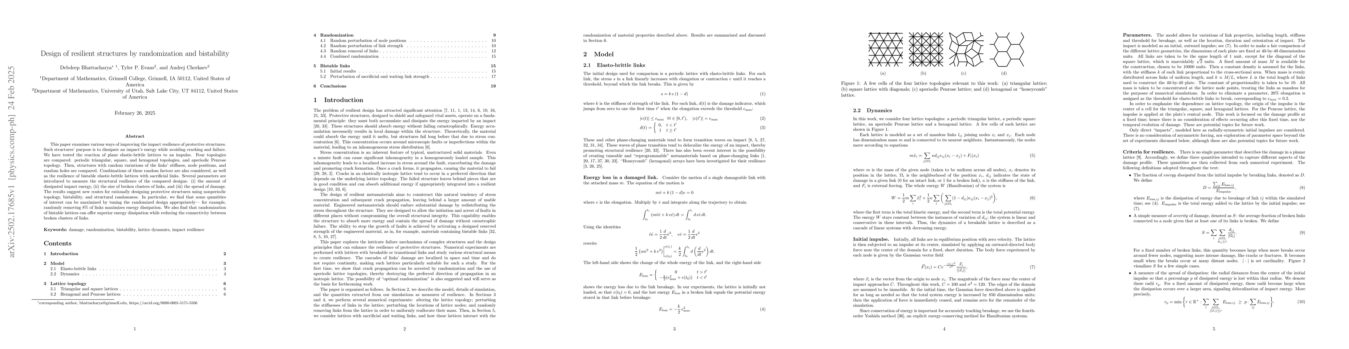 Thumbnail for Design of resilient structures by randomization and bistability