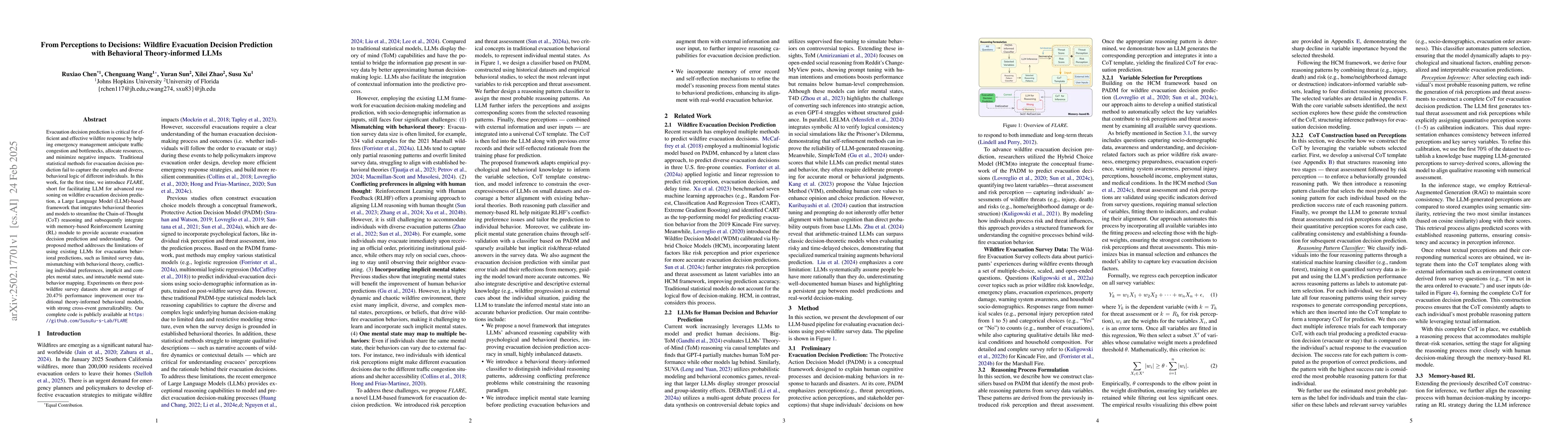 Thumbnail for From Perceptions to Decisions: Wildfire Evacuation Decision Prediction
  with Behavioral Theory-informed LLMs