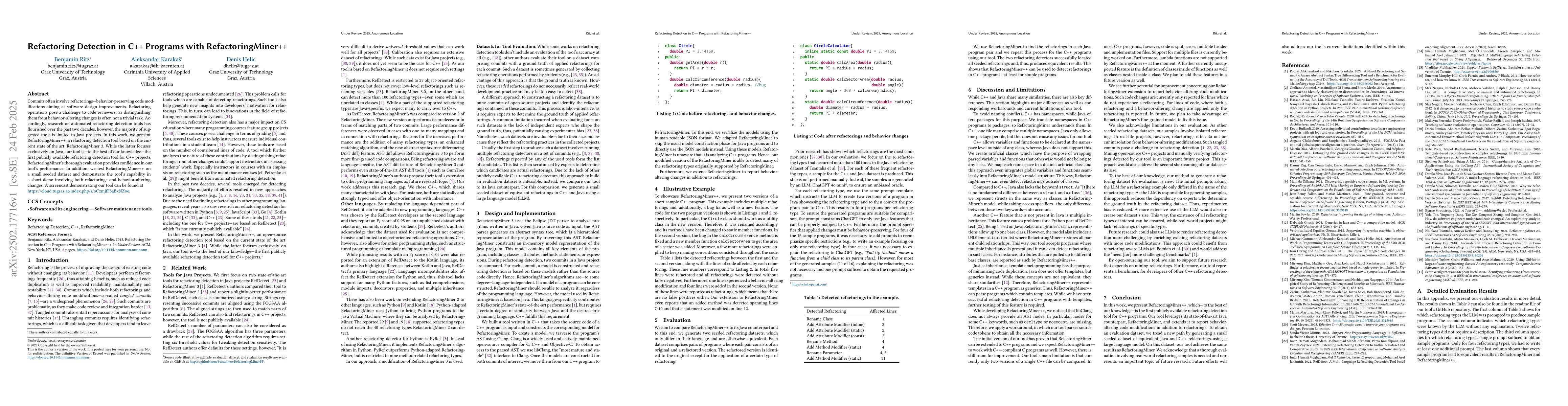 Thumbnail for Refactoring Detection in C++ Programs with RefactoringMiner++