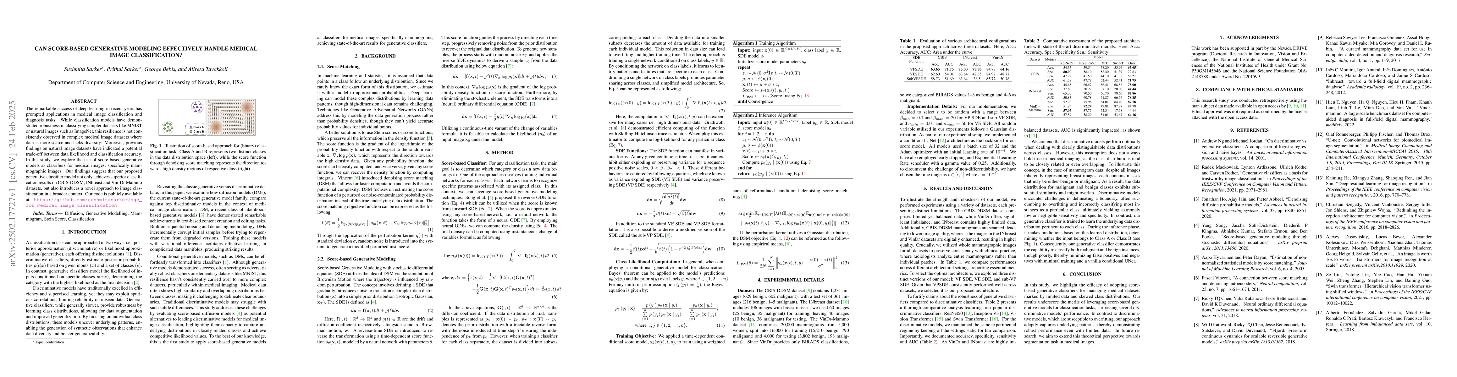 Thumbnail for Can Score-Based Generative Modeling Effectively Handle Medical Image
  Classification?