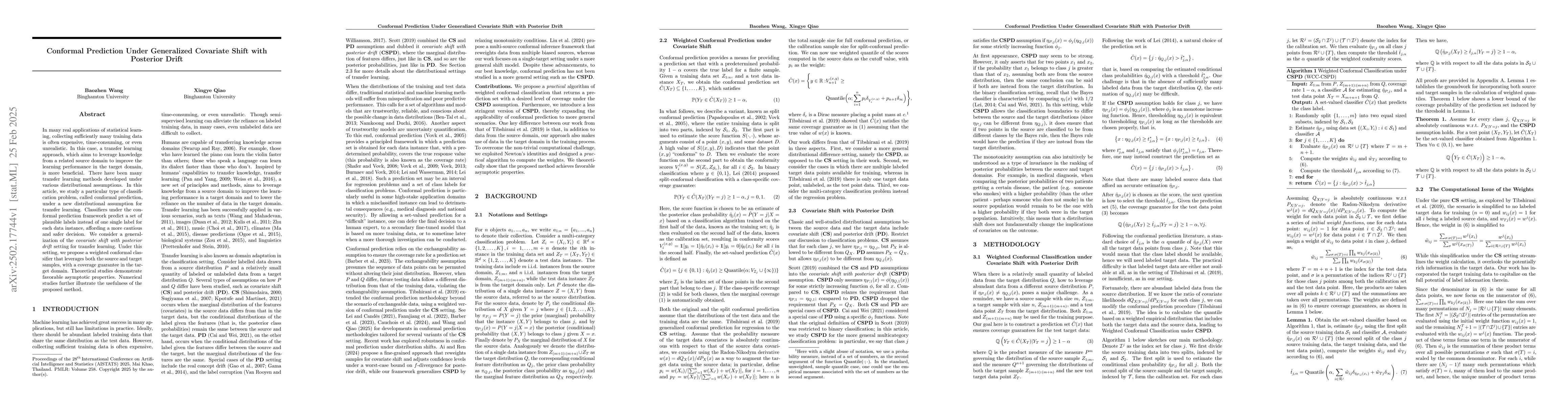 Thumbnail for Conformal Prediction Under Generalized Covariate Shift with Posterior
  Drift