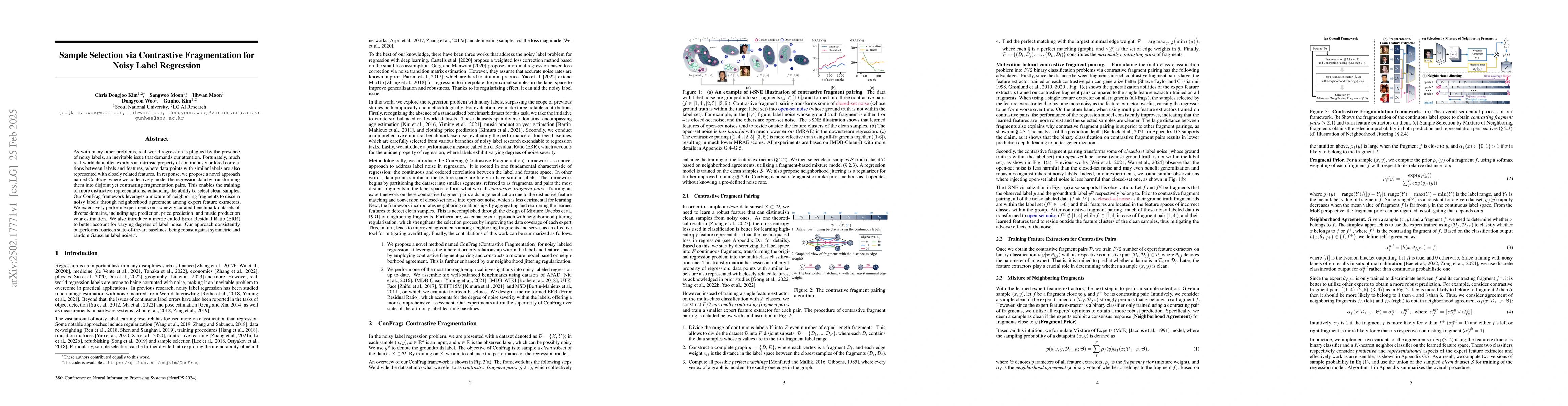 Thumbnail for Sample Selection via Contrastive Fragmentation for Noisy Label
  Regression