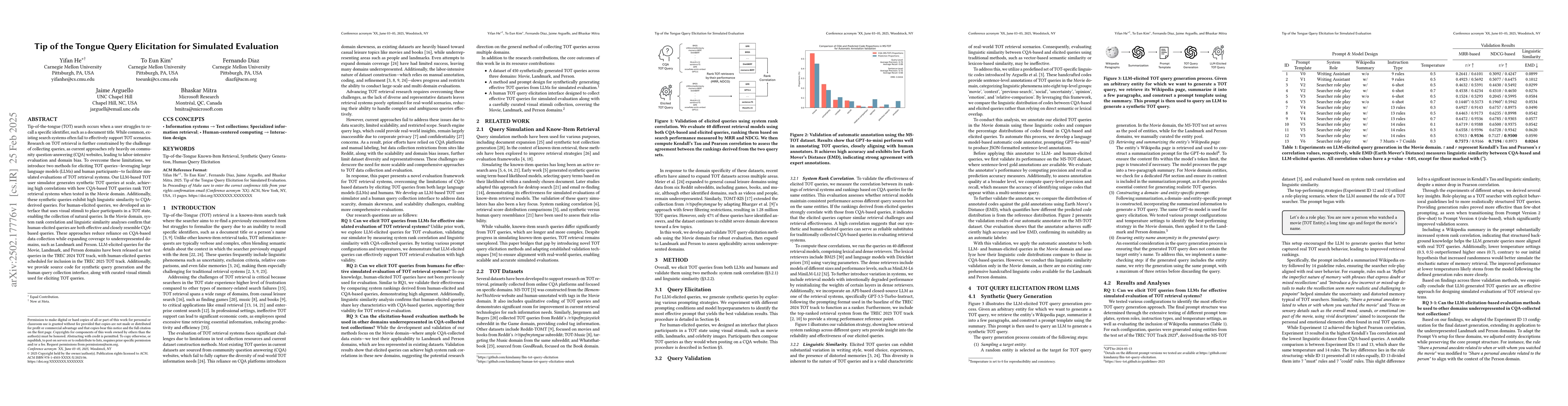 Thumbnail for Tip of the Tongue Query Elicitation for Simulated Evaluation