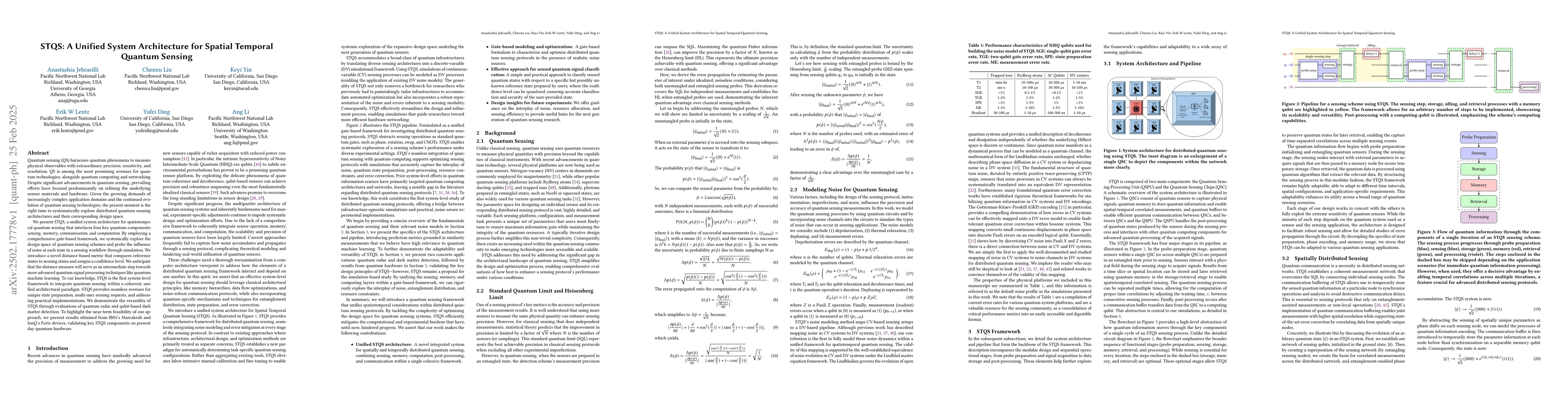 Thumbnail for STQS: A Unified System Architecture for Spatial Temporal Quantum Sensing