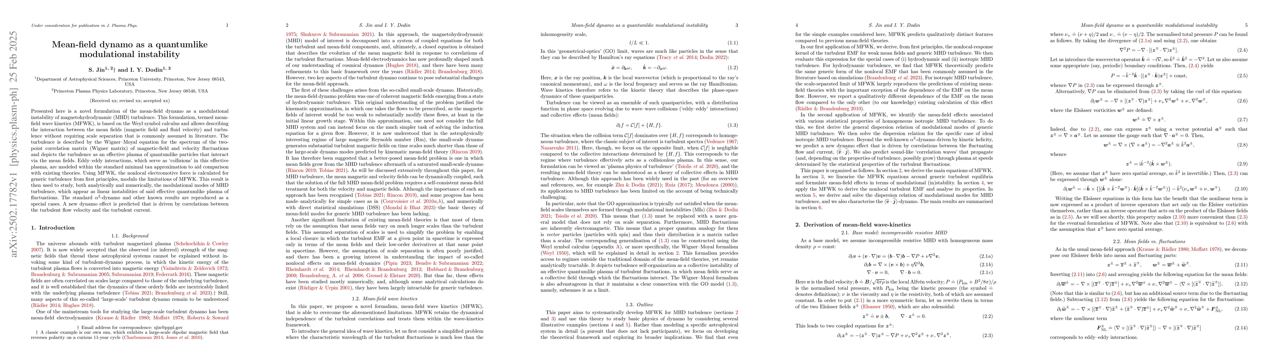 Thumbnail for Mean-field dynamo as a quantumlike modulational instability