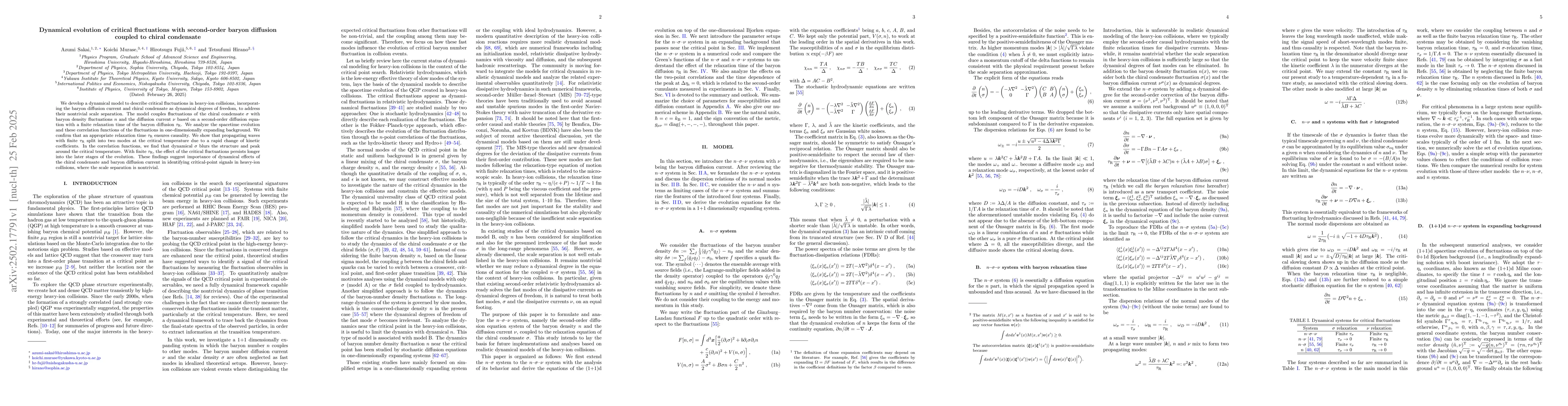 Thumbnail for Dynamical evolution of critical fluctuations with second-order baryon
  diffusion coupled to chiral condensate