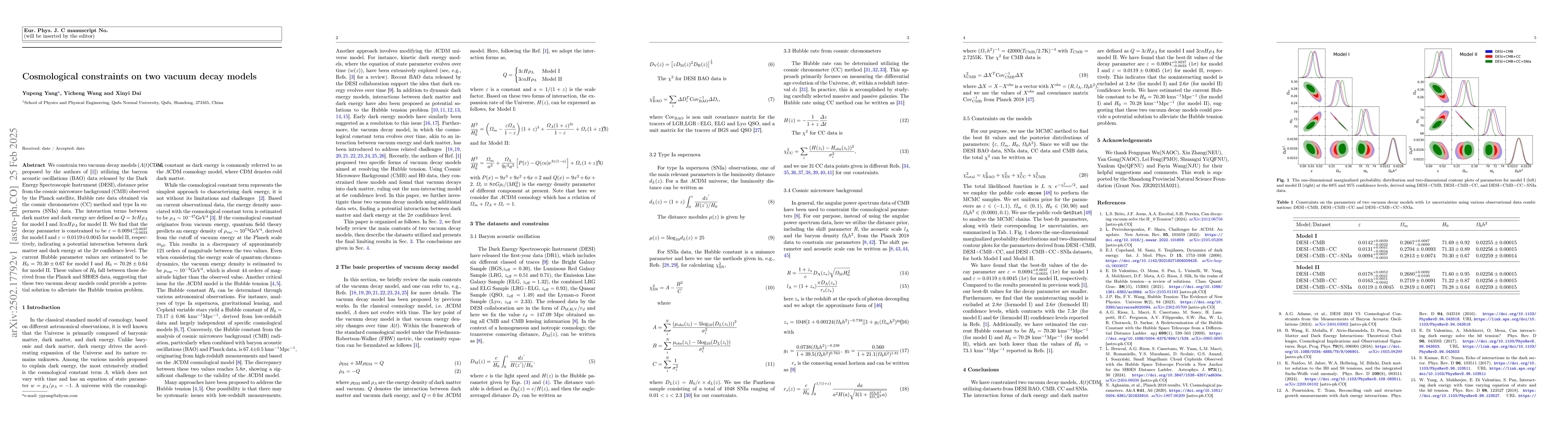 Thumbnail for Cosmological constraints on two vacuum decay models