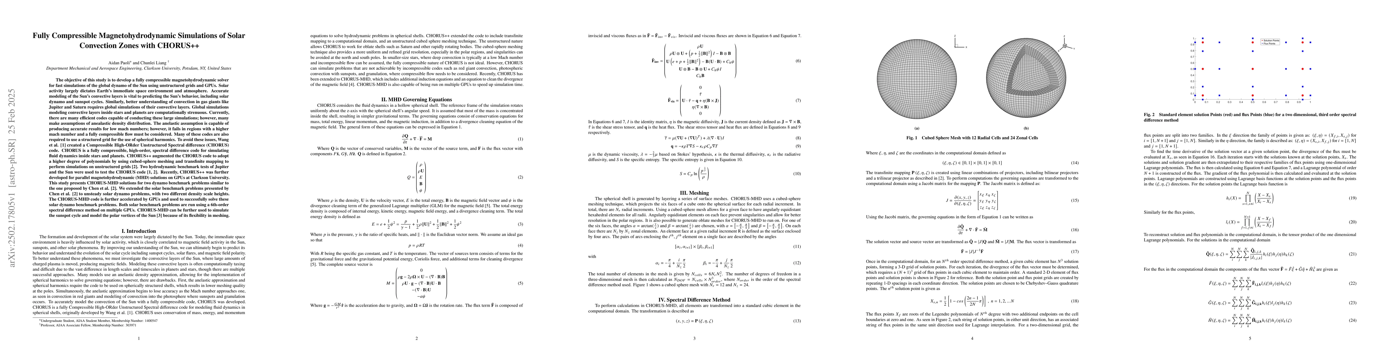 Thumbnail for Fully Compressible Magnetohydrodynamic Simulations of Solar Convection
  Zones with CHORUS++