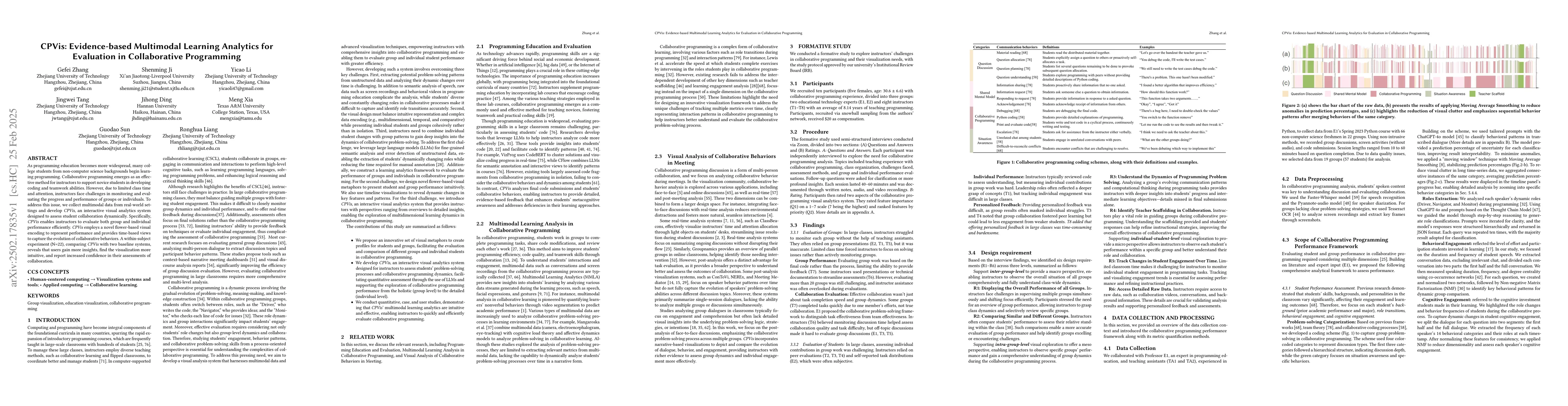 Thumbnail for CPVis: Evidence-based Multimodal Learning Analytics for Evaluation in
  Collaborative Programming