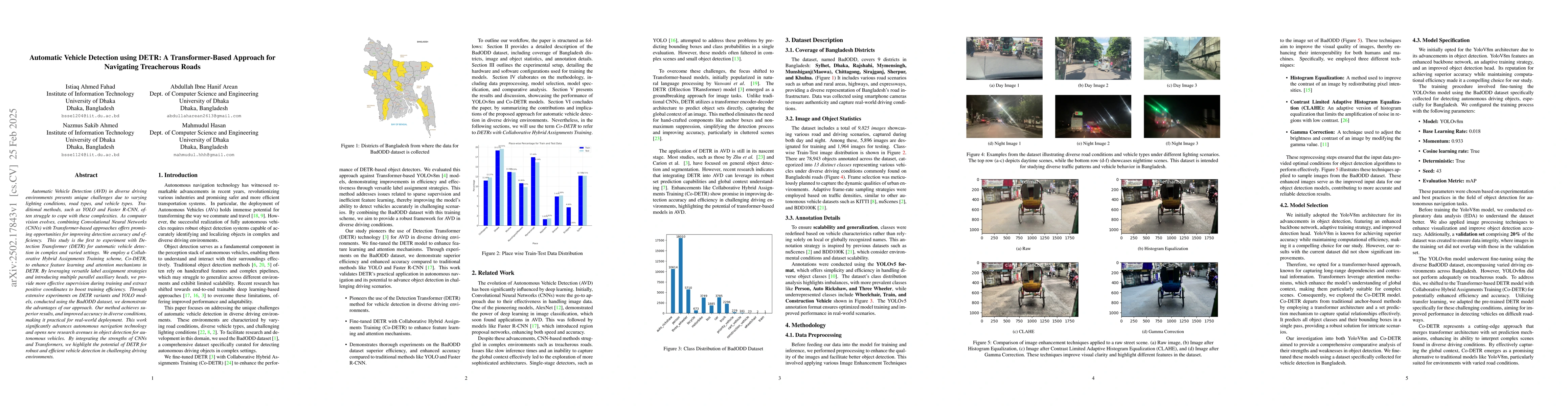 Thumbnail for Automatic Vehicle Detection using DETR: A Transformer-Based Approach for
  Navigating Treacherous Roads