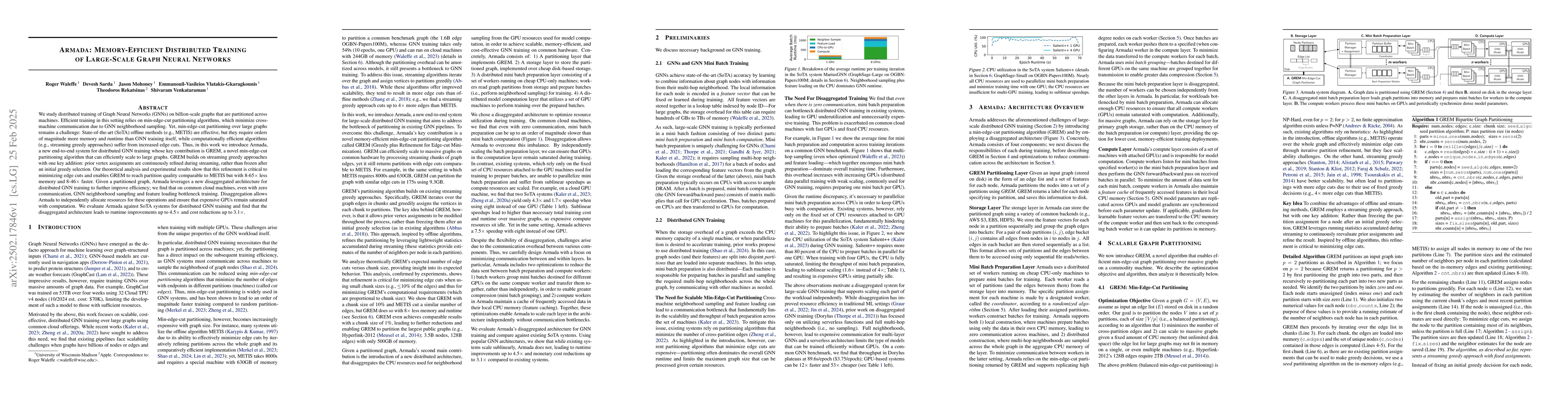 Thumbnail for Armada: Memory-Efficient Distributed Training of Large-Scale Graph
  Neural Networks