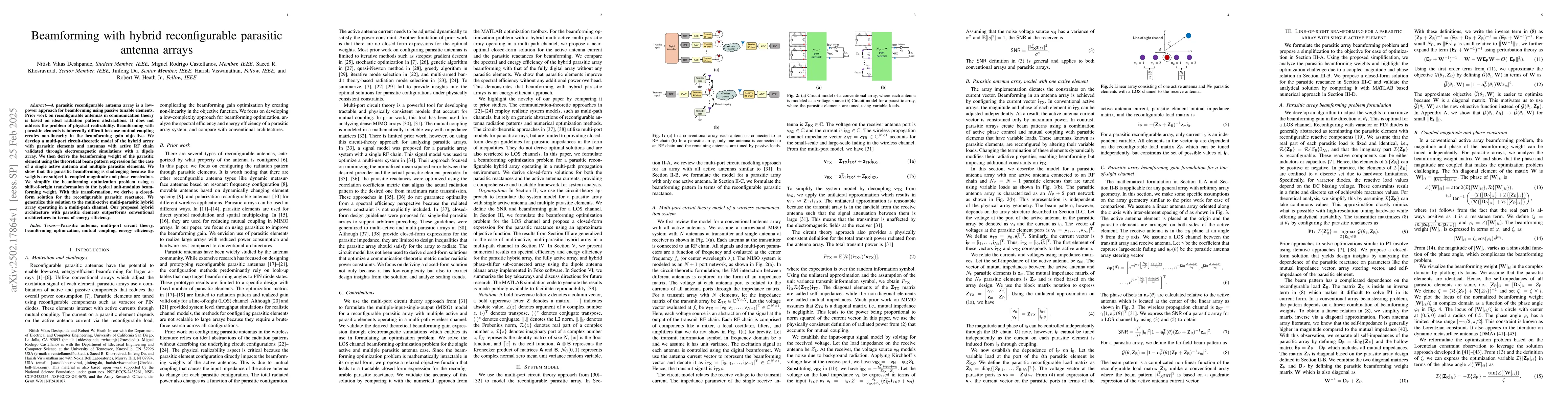 Thumbnail for Beamforming with hybrid reconfigurable parasitic antenna arrays