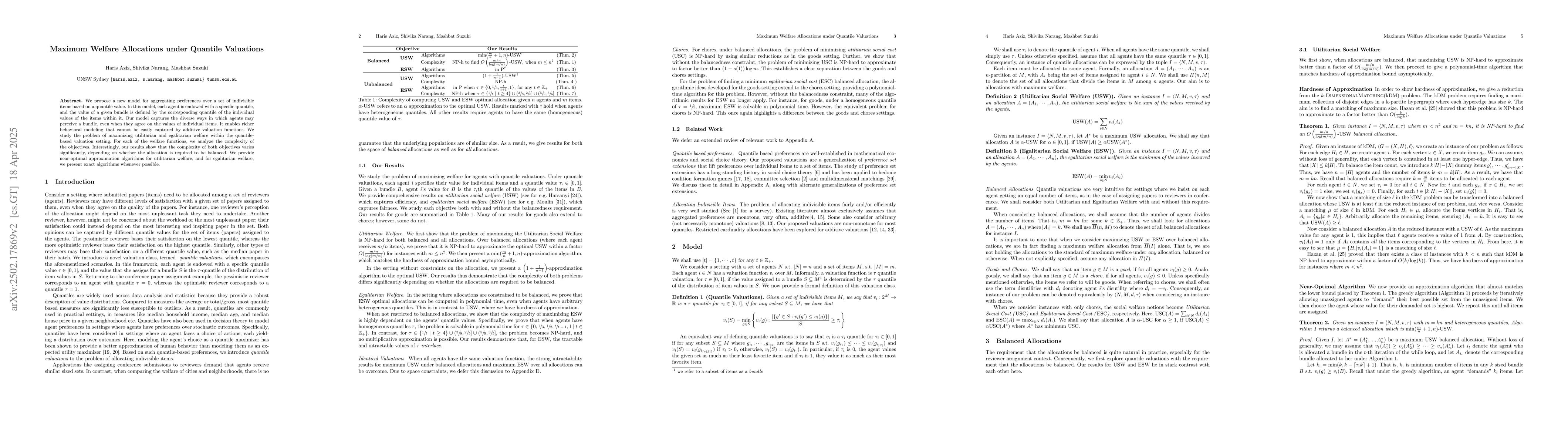 Thumbnail for Maximum Welfare Allocations under Quantile Valuations