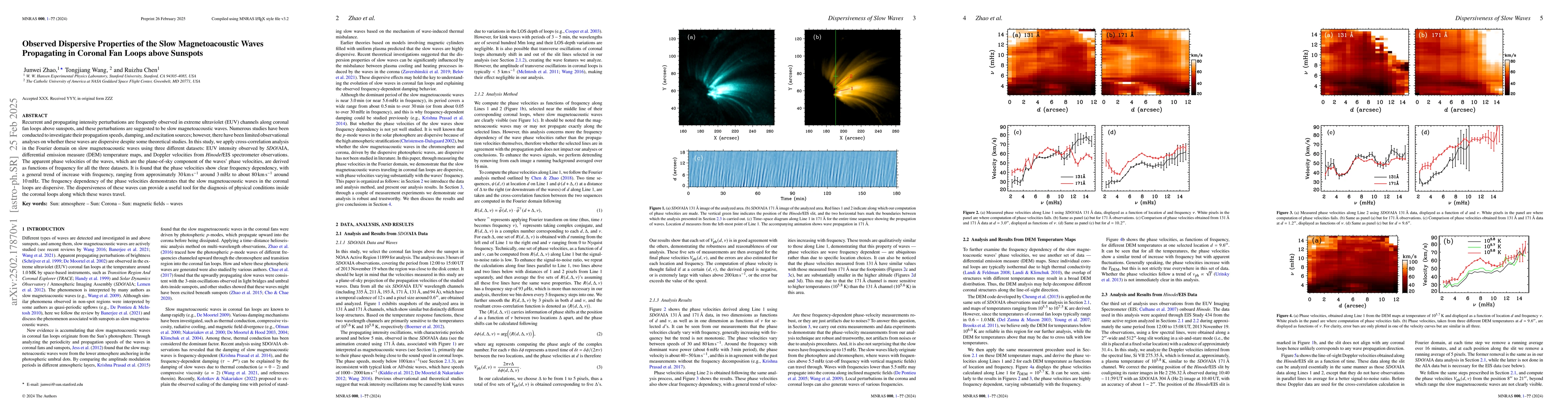 Thumbnail for Observed Dispersive Properties of the Slow Magnetoacoustic Waves
  Propagating in Coronal Fan Loops above Sunspots