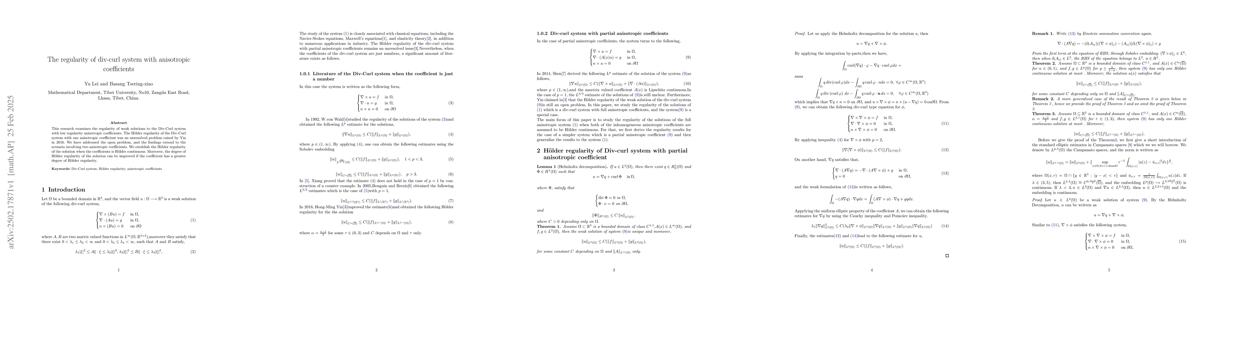 Thumbnail for The Hölder regularity of div-curl system with anisotropic
  coefficients
