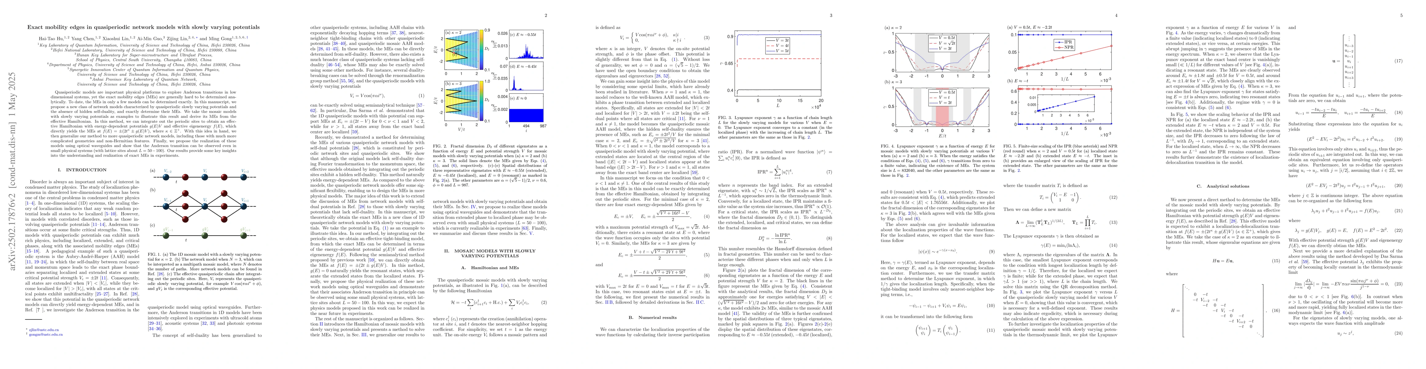 Thumbnail for Exact mobility edges in quasiperiodic network models with slowly varying
  potentials