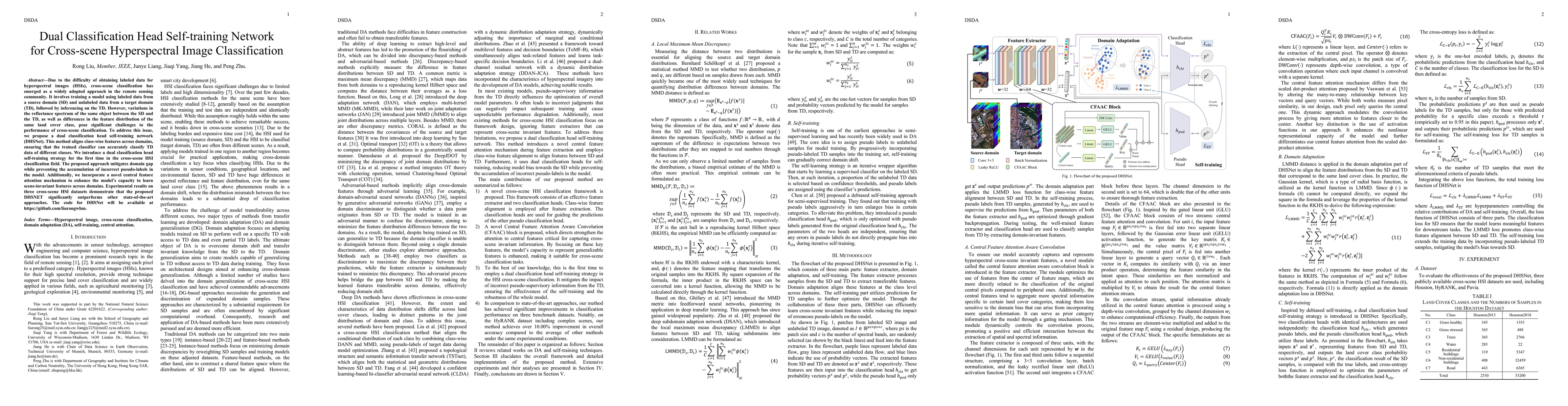 Thumbnail for Dual Classification Head Self-training Network for Cross-scene
  Hyperspectral Image Classification