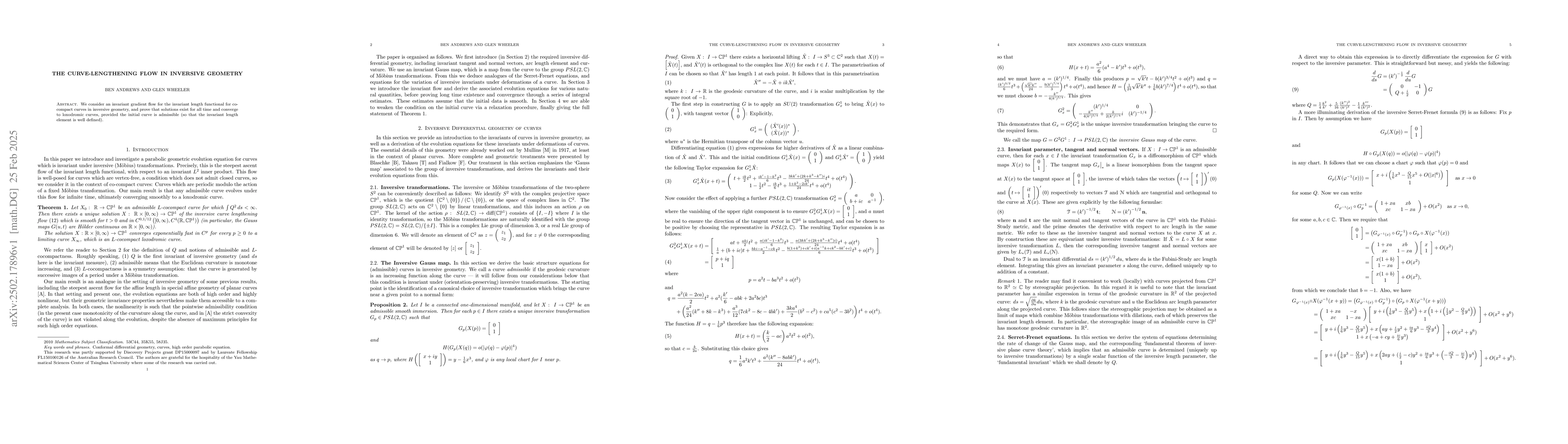 Thumbnail for The curve-lengthening flow in inversive geometry