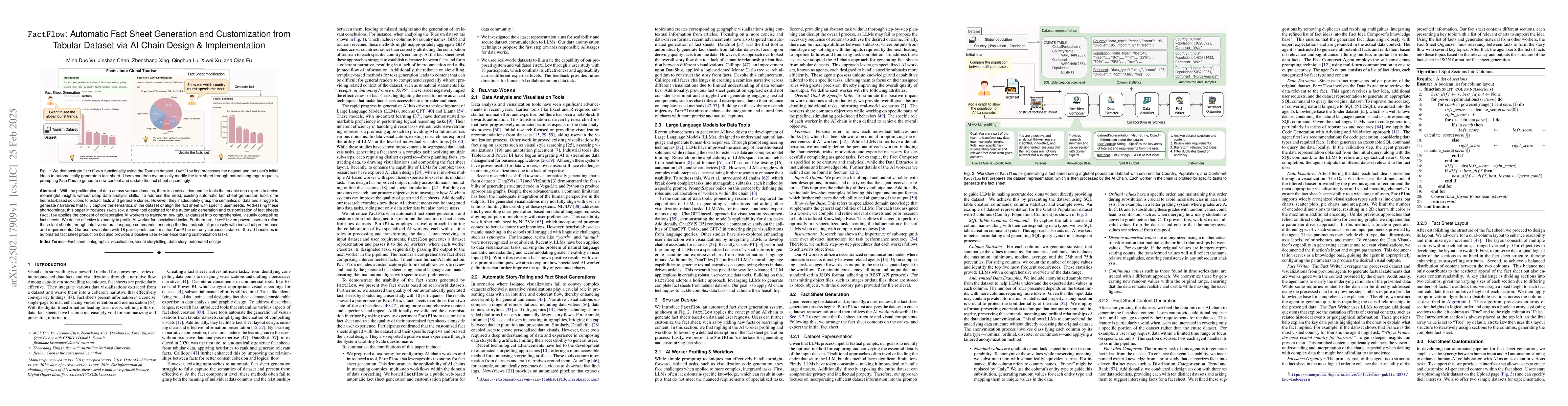Thumbnail for FactFlow: Automatic Fact Sheet Generation and Customization from Tabular
  Dataset via AI Chain Design & Implementation
