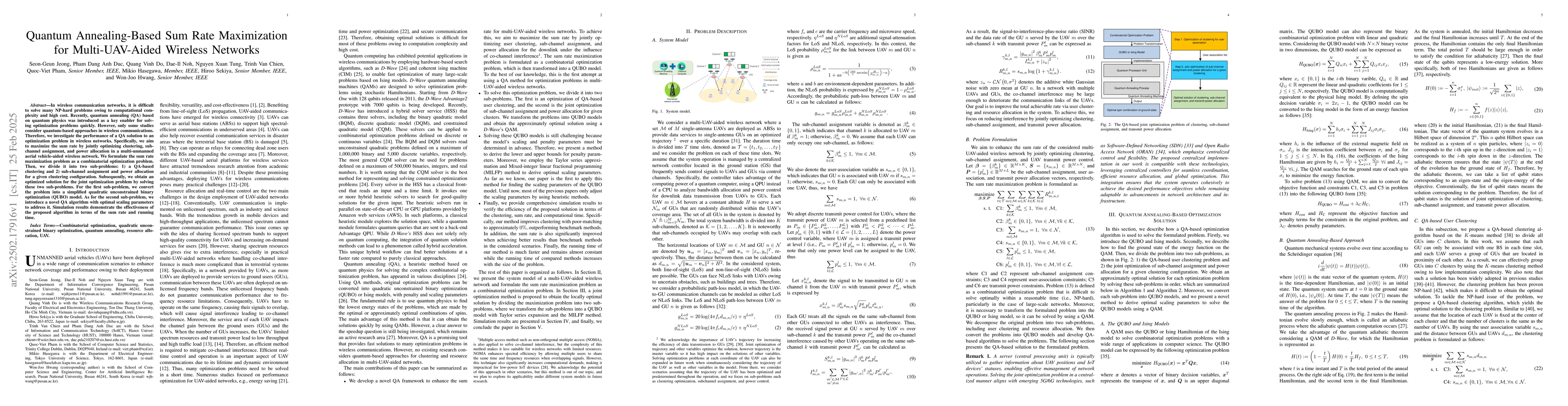Thumbnail for Quantum Annealing-Based Sum Rate Maximization for Multi-UAV-Aided
  Wireless Networks