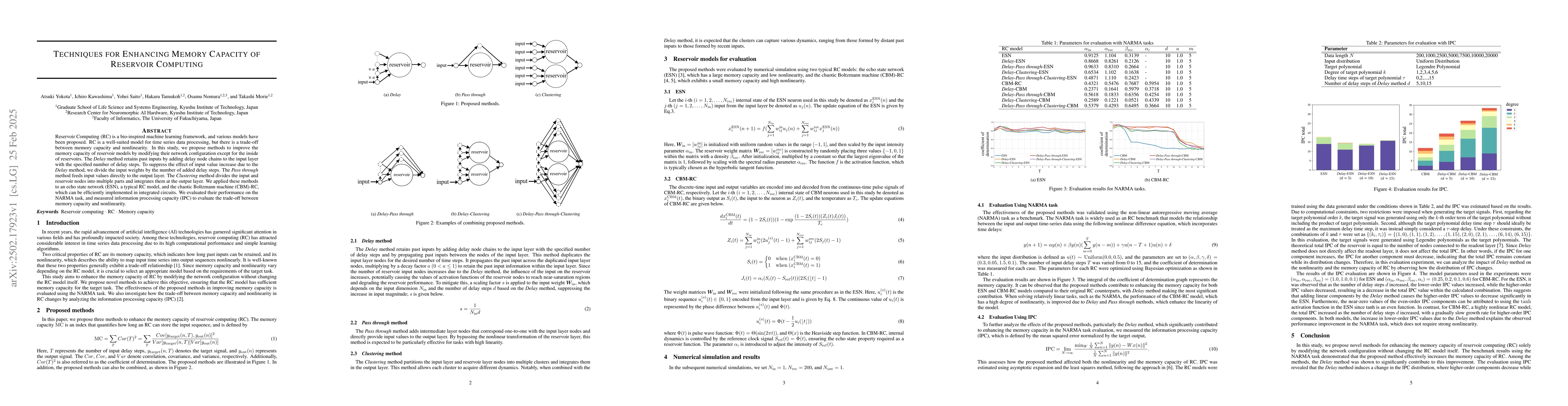 Thumbnail for Techniques for Enhancing Memory Capacity of Reservoir Computing