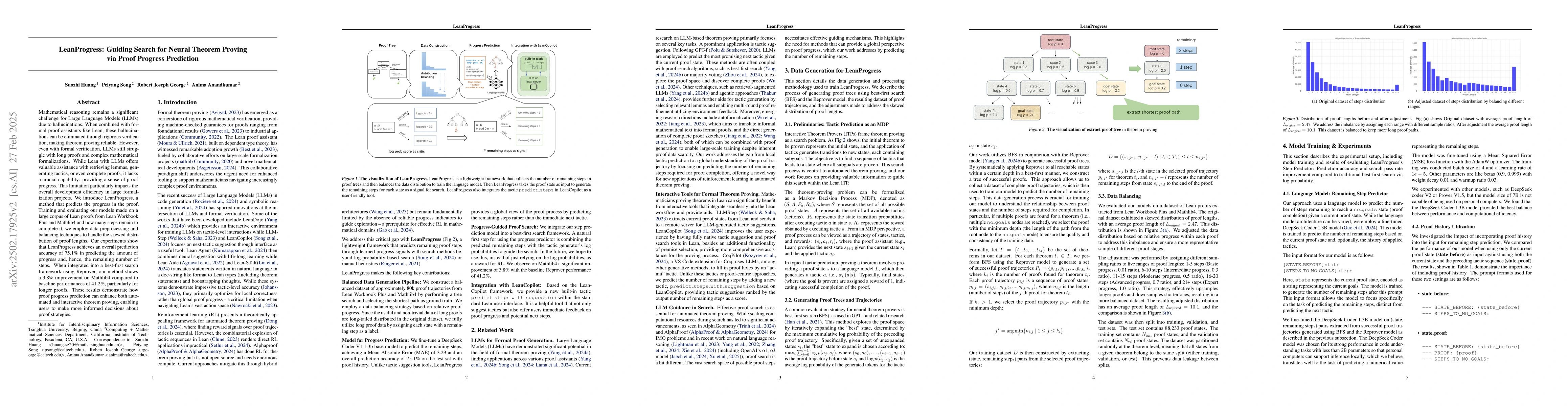 Thumbnail for LeanProgress: Guiding Search for Neural Theorem Proving via Proof
  Progress Prediction