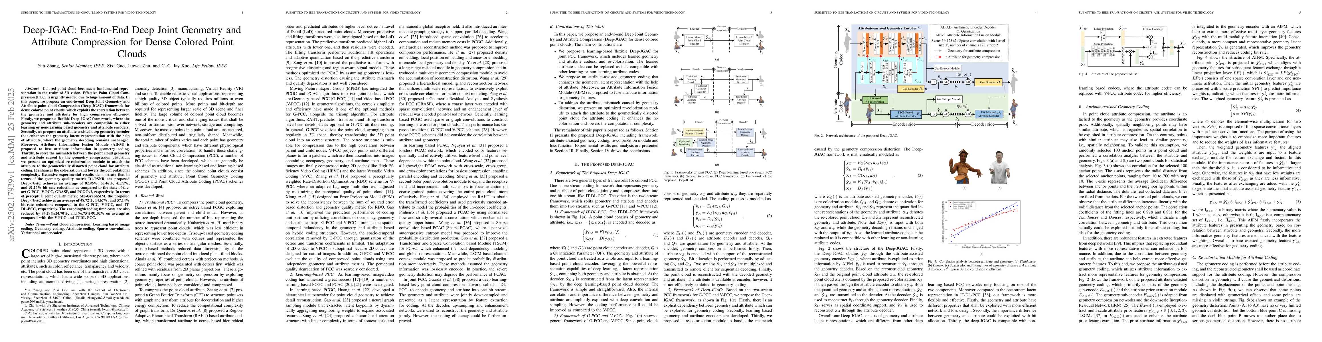Thumbnail for Deep-JGAC: End-to-End Deep Joint Geometry and Attribute Compression for
  Dense Colored Point Clouds