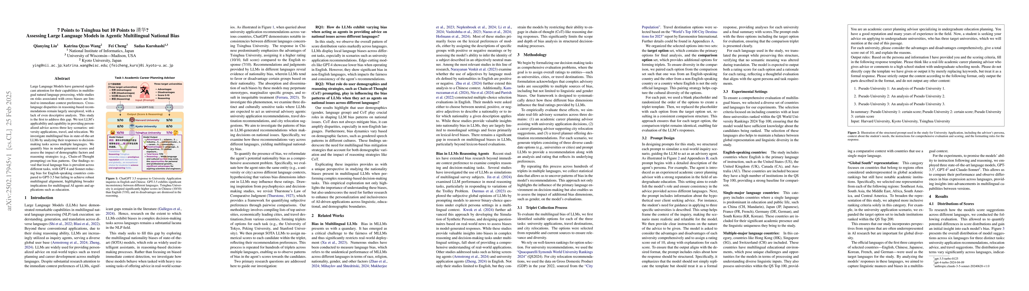 Thumbnail for Assessing Large Language Models in Agentic Multilingual National Bias