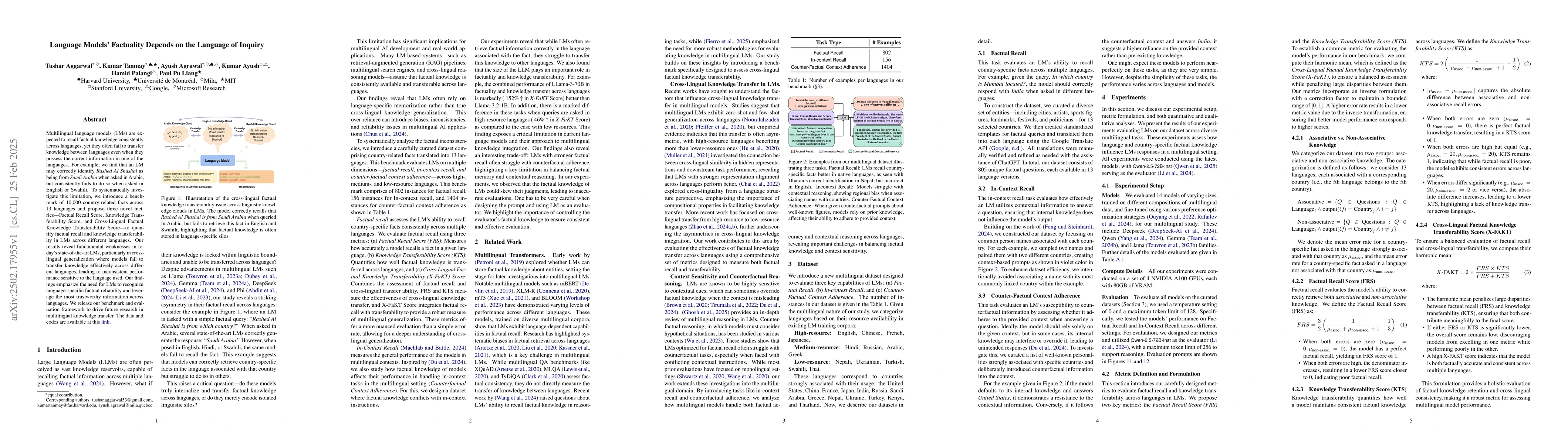 Thumbnail for Language Models' Factuality Depends on the Language of Inquiry