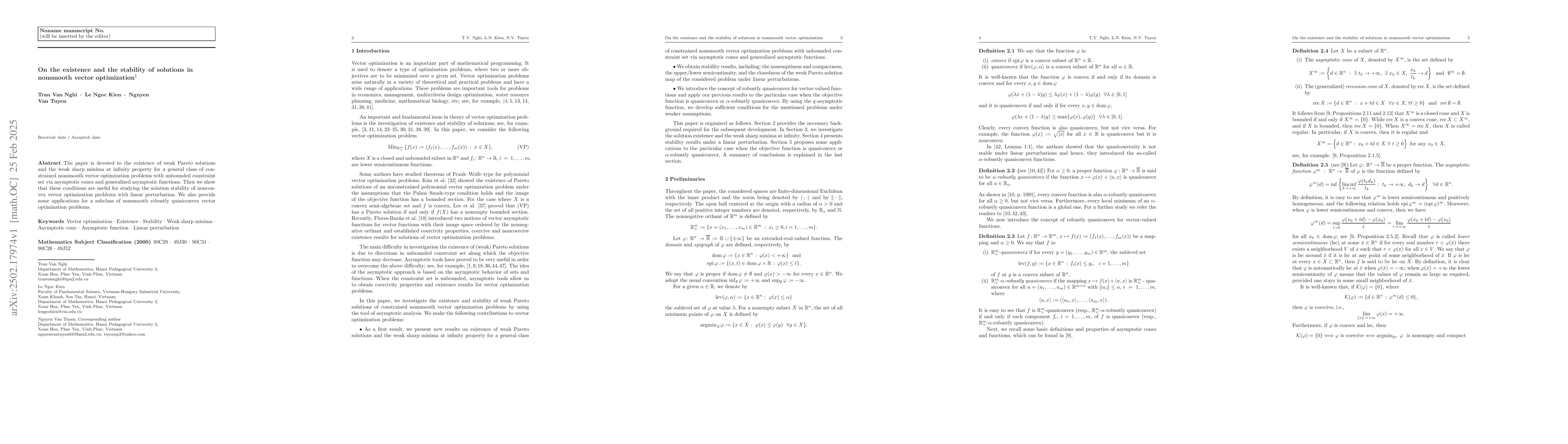 Thumbnail for On the existence and the stability of solutions in nonsmooth vector
  optimization