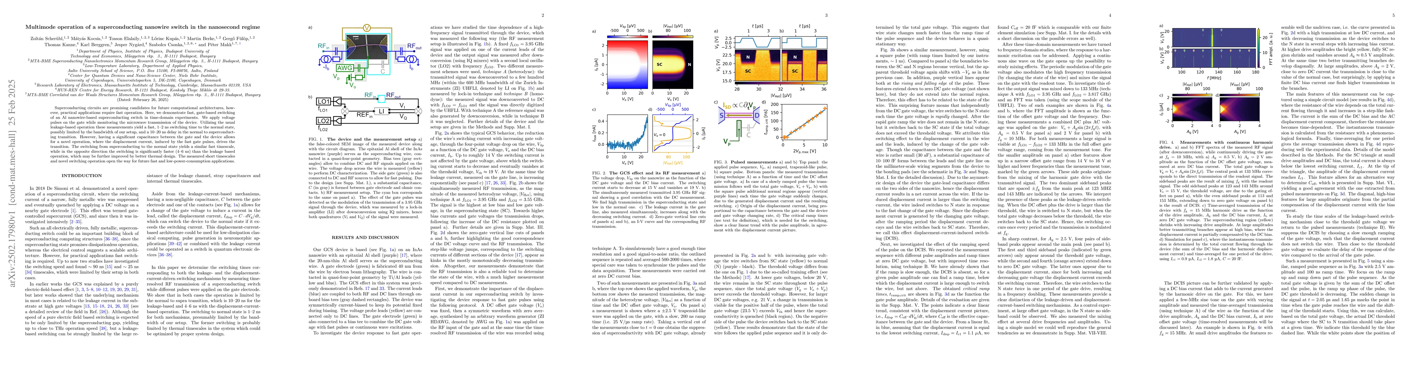 Thumbnail for Multimode operation of a superconducting nanowire switch in the
  nanosecond regime