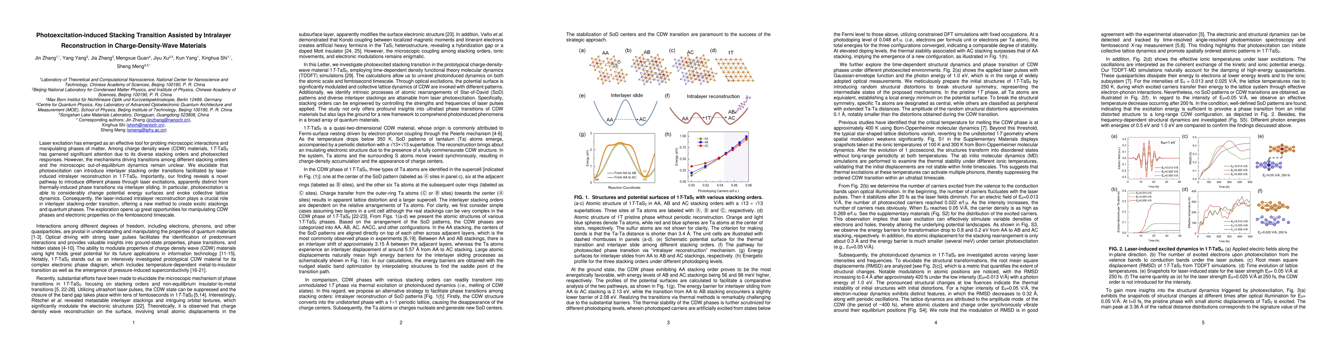 Thumbnail for Photoexcitation-induced Stacking Transition Assisted by Intralayer
  Reconstruction in Charge-Density-Wave Materials