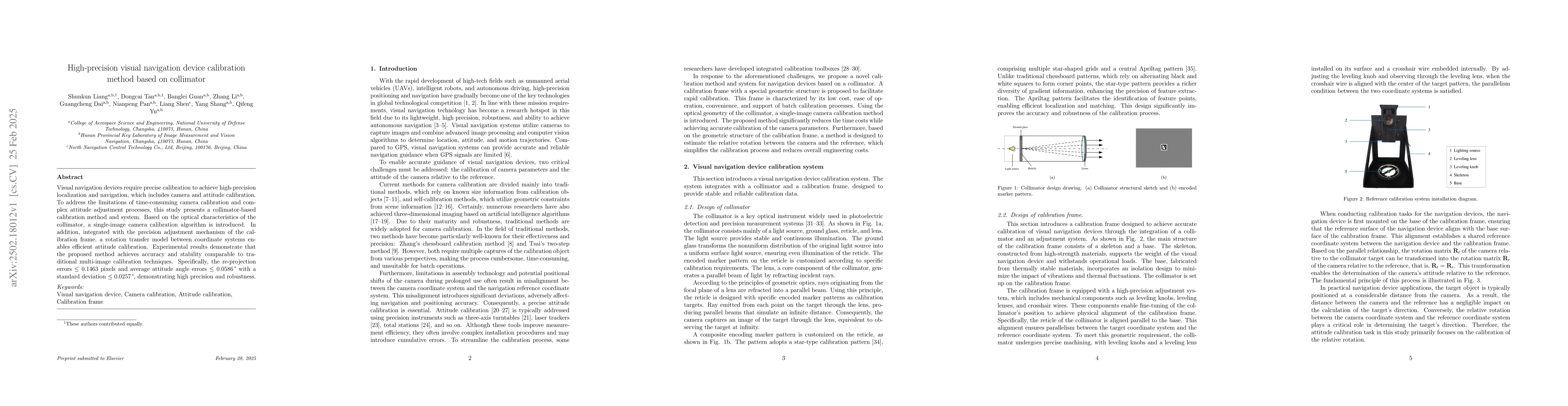Thumbnail for High-precision visual navigation device calibration method based on
  collimator