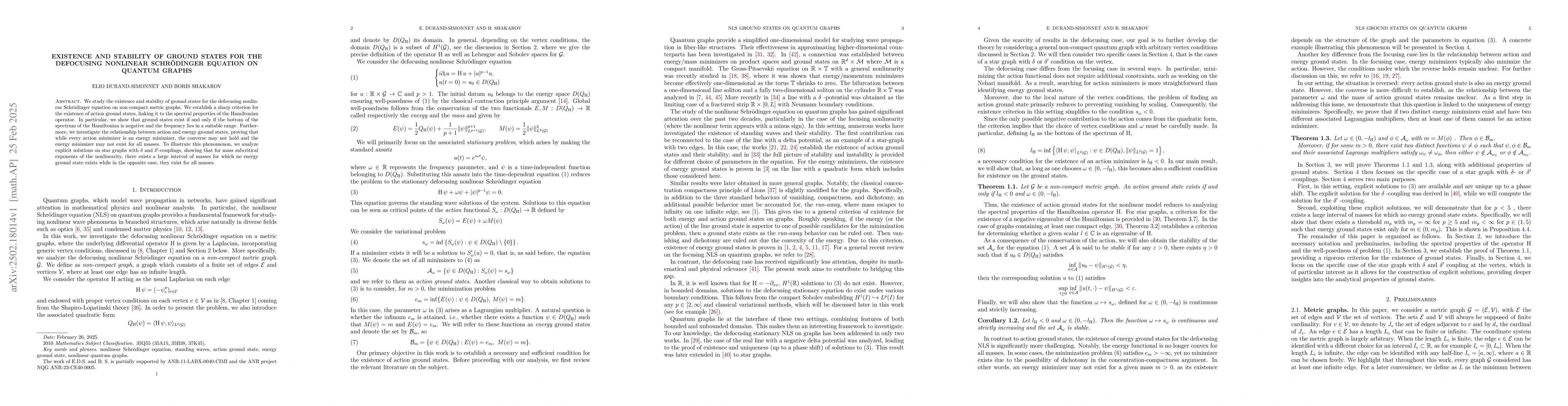 Thumbnail for Existence and Stability of Ground States for the Defocusing Nonlinear
  Schrödinger Equation on Quantum Graphs