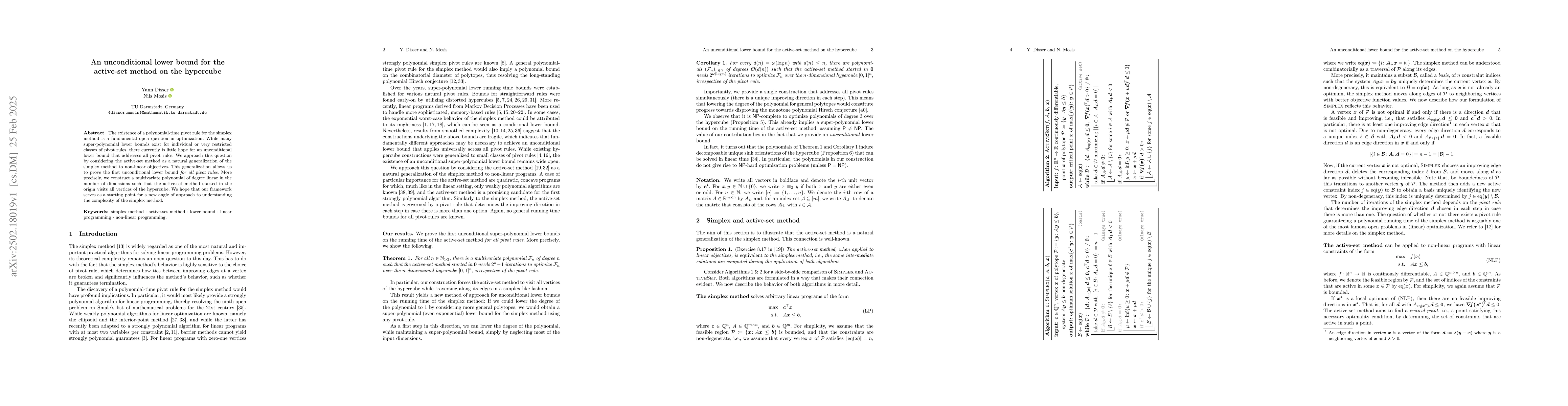 Thumbnail for An unconditional lower bound for the active-set method on the hypercube