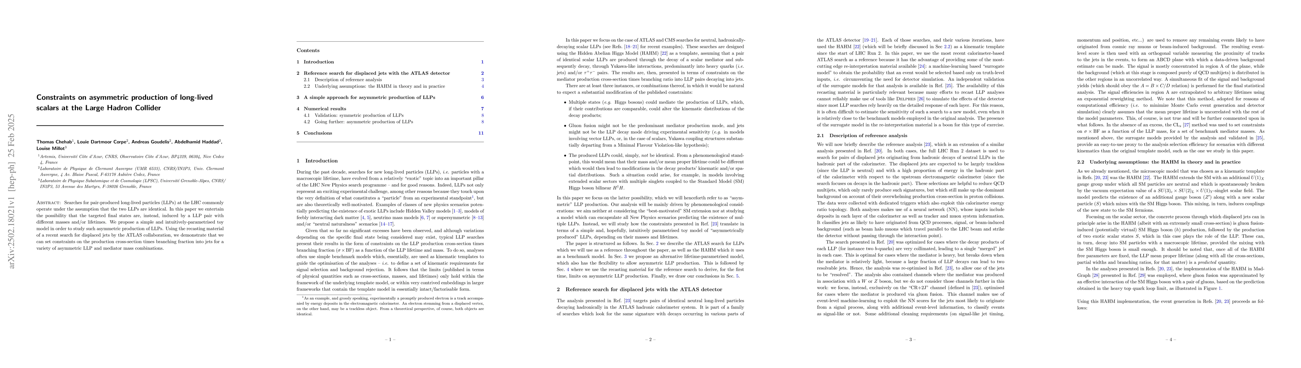 Thumbnail for Constraints on asymmetric production of long-lived scalars at the Large
  Hadron Collider
