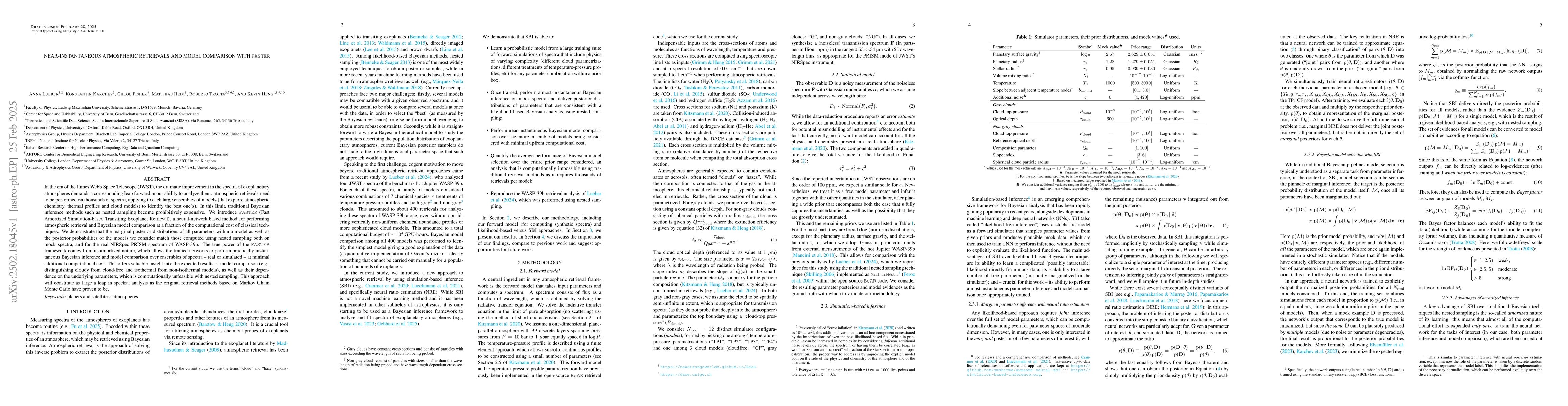 Thumbnail for Near-instantaneous Atmospheric Retrievals and Model Comparison with
  FASTER