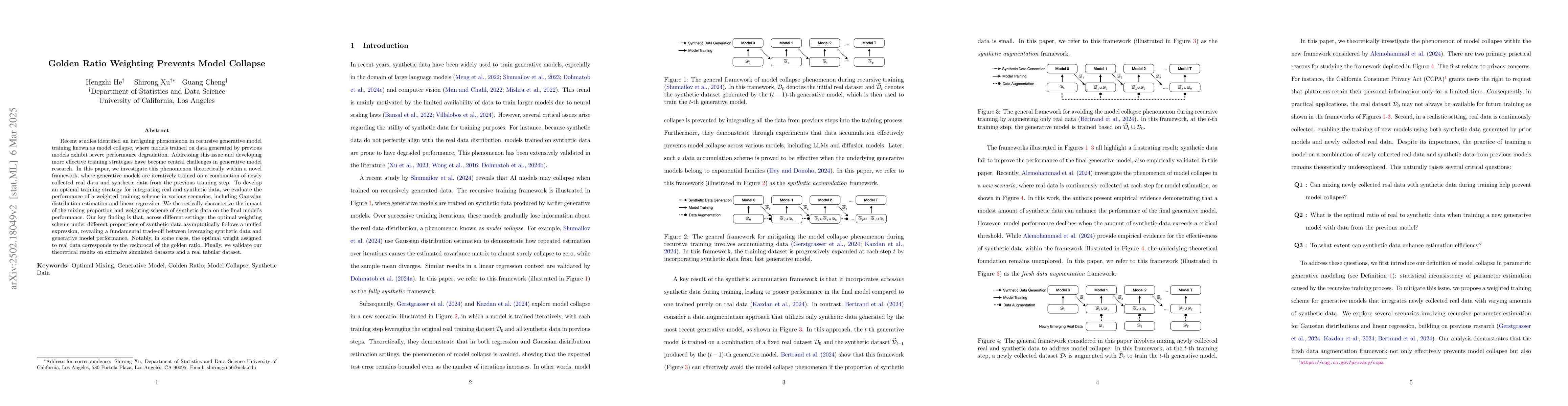 Thumbnail for Golden Ratio Mixing of Real and Synthetic Data for Stabilizing
  Generative Model Training