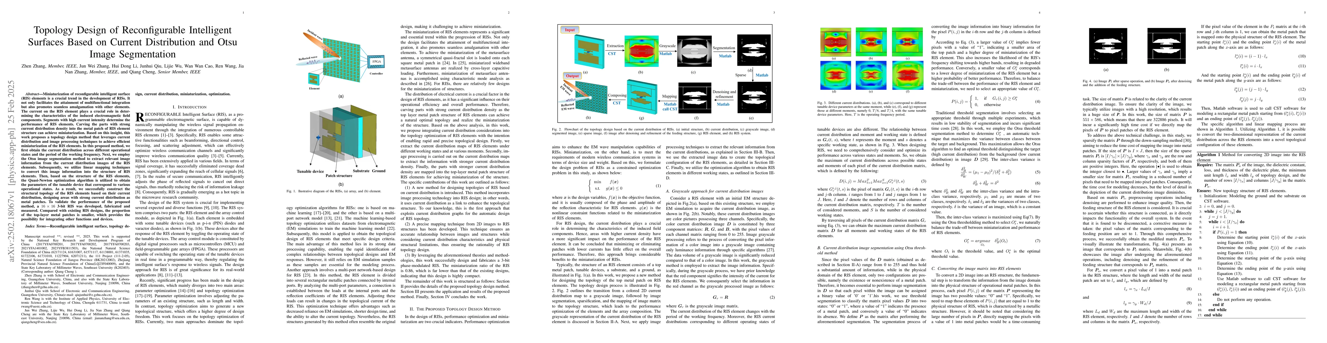 Thumbnail for Topology Design of Reconffgurable Intelligent Surfaces Based on Current
  Distribution and Otsu Image Segmentation