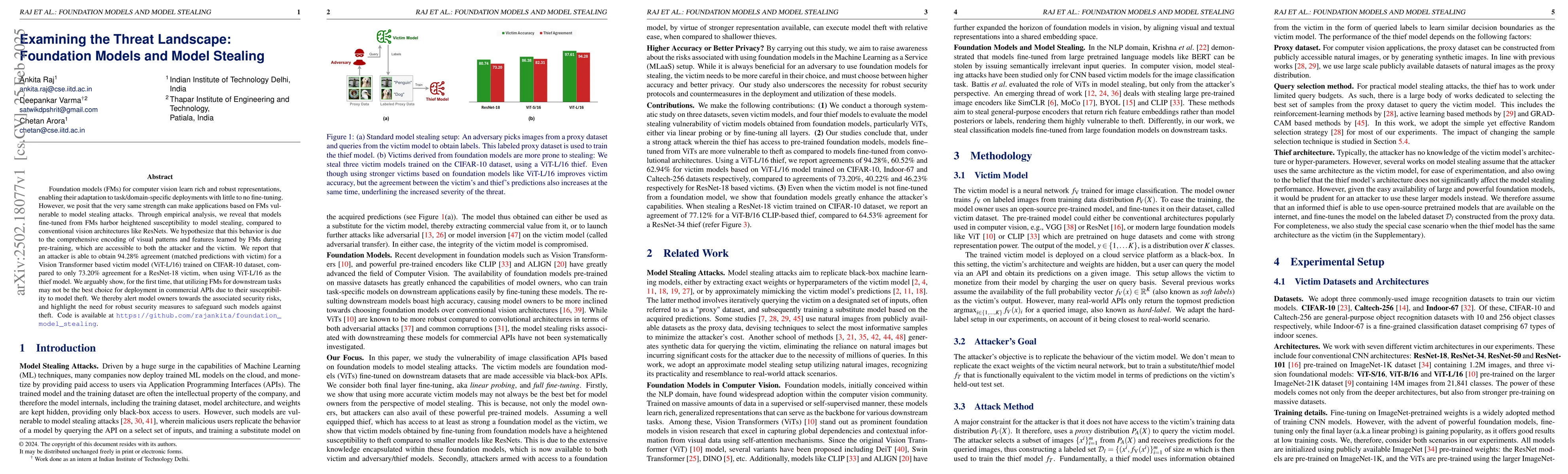 Thumbnail for Examining the Threat Landscape: Foundation Models and Model Stealing