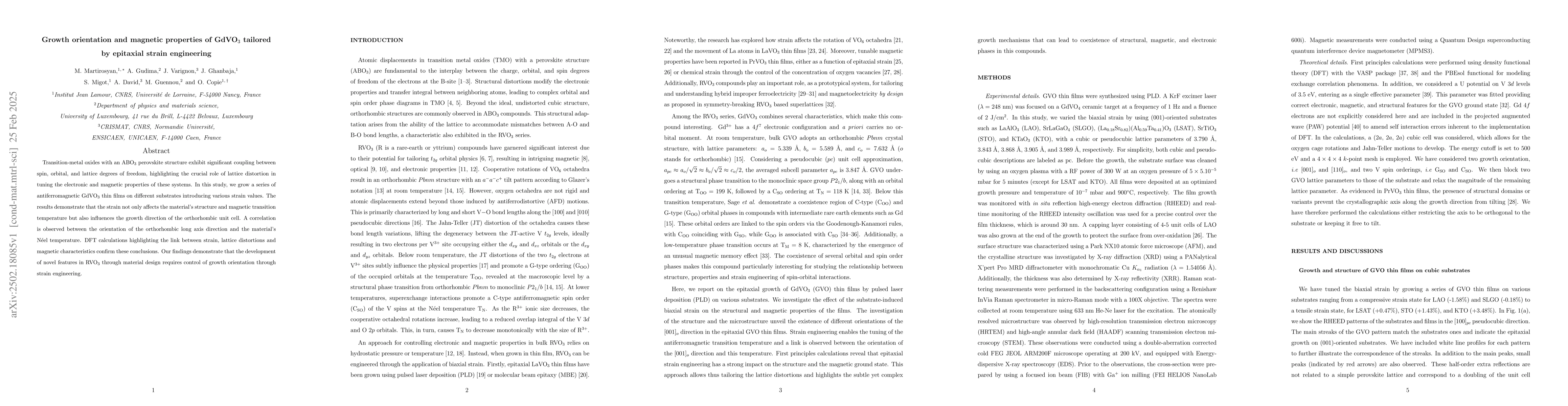Thumbnail for Growth orientation and magnetic properties of GdVO$_3$ tailored by
  epitaxial strain engineering