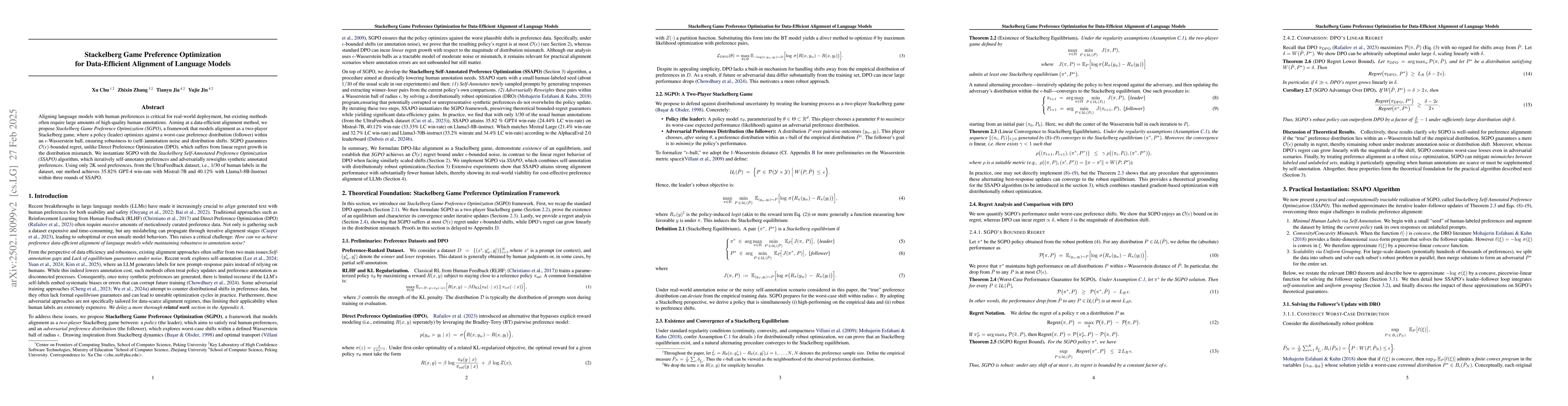 Thumbnail for Stackelberg Game Preference Optimization for Data-Efficient Alignment of
  Language Models