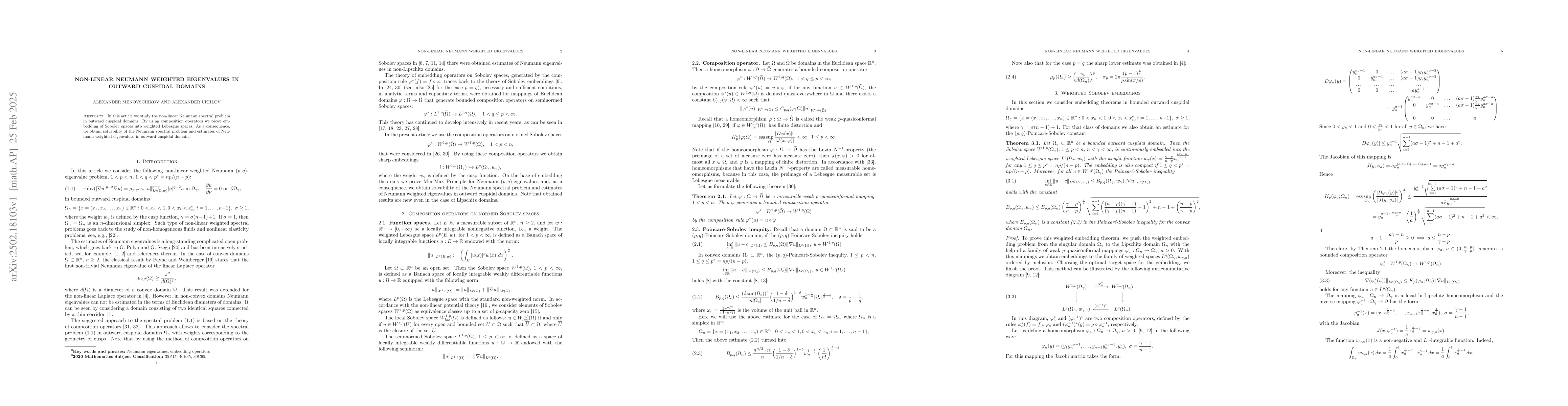 Thumbnail for Non-linear Neumann weighted eigenvalues in outward cuspidal domains