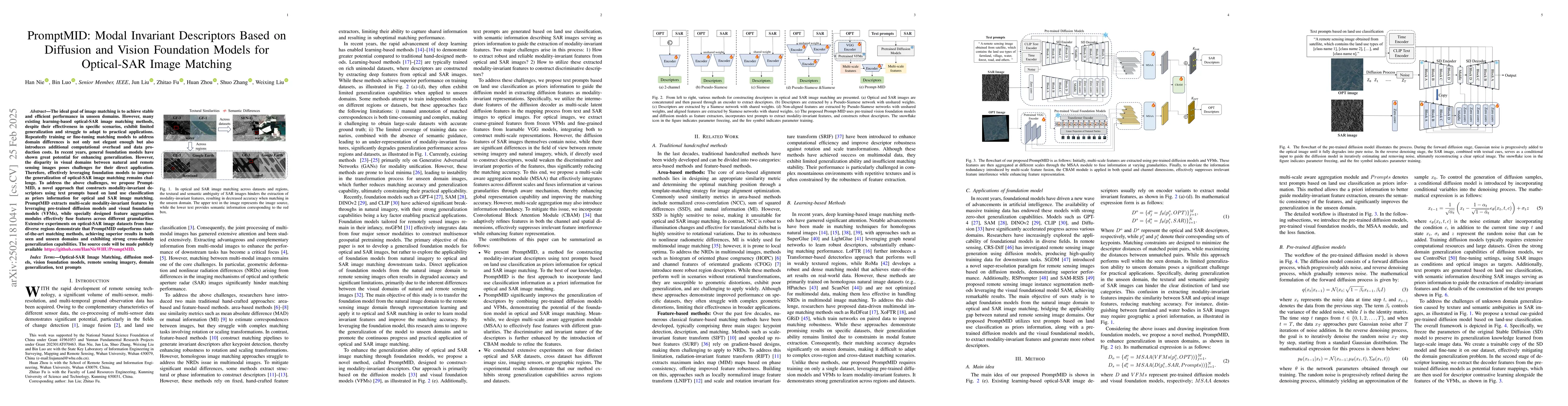 Thumbnail for PromptMID: Modal Invariant Descriptors Based on Diffusion and Vision
  Foundation Models for Optical-SAR Image Matching