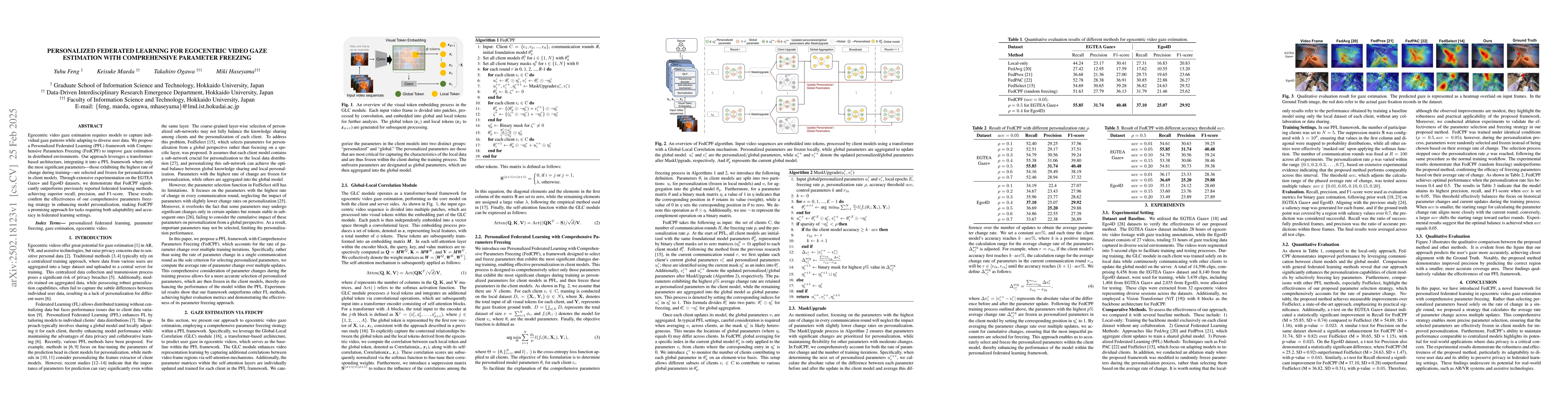 Thumbnail for Personalized Federated Learning for Egocentric Video Gaze Estimation
  with Comprehensive Parameter Frezzing