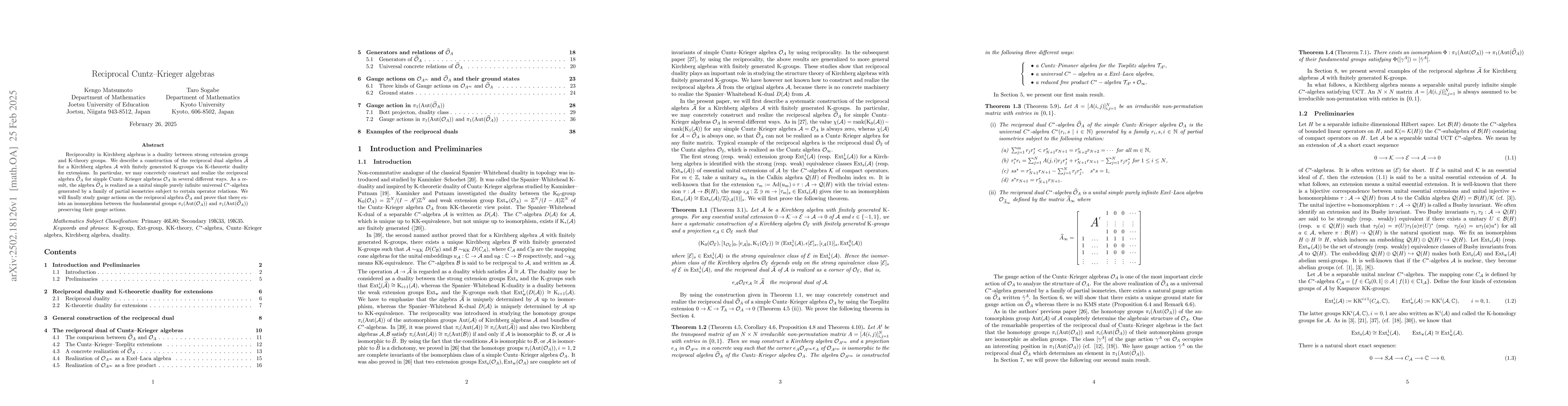 Thumbnail for Reciprocal Cuntz--Krieger algebras