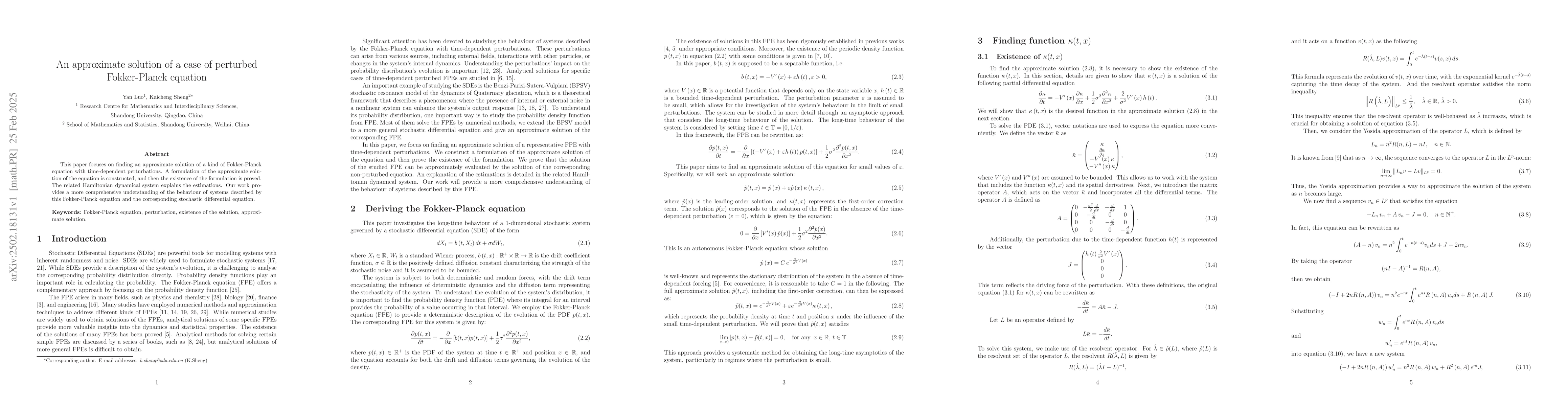 Thumbnail for An approximate solution of a case of perturbed Fokker-Planck equation